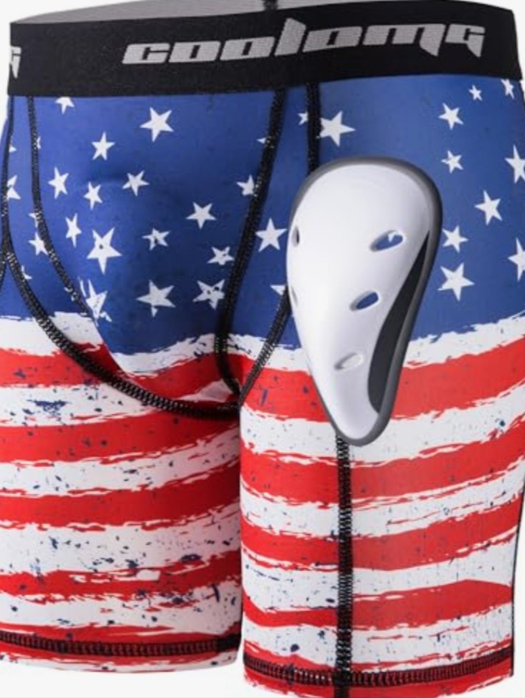Coolomg Men's Shorts With Cup Us Flag Size S